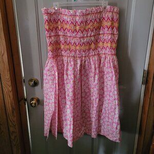 NEW! Super Cute Fabric with Smocking - Pink with White Daises - Instant Dress!